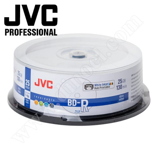BD-R JVC, Professional, Inkjet Printable, Photo Glossy, Waterproof, 25GB, 6X, Cake box 25бр.