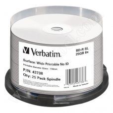 BD-R Verbatim, Professional, Inkjet Wide Printable, 25GB, 6X, Cake box 25бр.