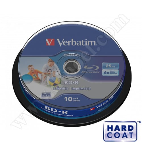 BD-R Verbatim, Inkjet Printable, Hard Coat, 25GB, 6X, Cake box 10бр. 