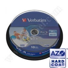 BD-R Verbatim, Inkjet Printable, Hard Coat, LTH, 25GB, 6X, Cake box 10бр.