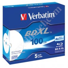 BD-R Verbatim, Inkjet Printable, XL, 100GB, 4X, Jewel case, 5бр.