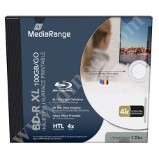 BD-R MediaRange, Inkjet Printable, XL, 100GB, 4X, Jewel case