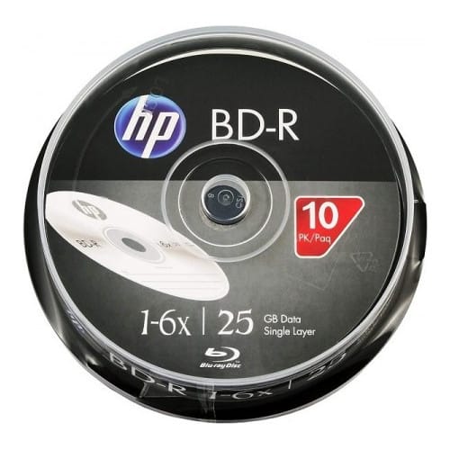 BD-R HP, Hewlett-Packard, 25GB, 6X, Cake box 10бр.