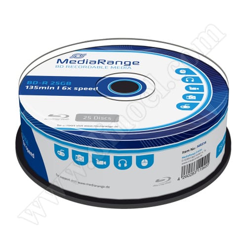 BD-R MediaRange, 25GB, 6X, Cake box 25бр. 