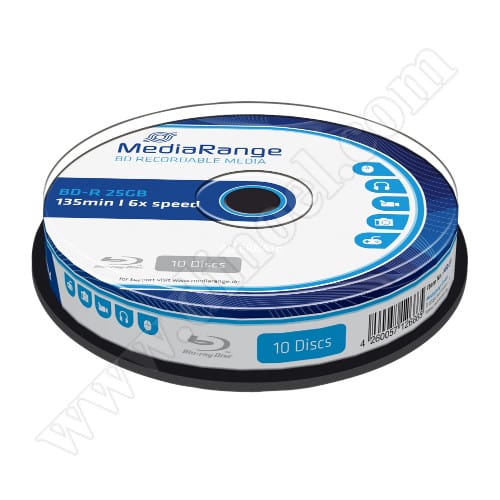 BD-R MediaRange, 25GB, 6X, Cake box 10бр.