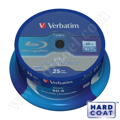 BD-R Verbatim, Hard Coat, 25GB, 6X, Cake box 25бр. 