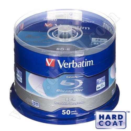 BD-R Verbatim, Hard Coat, 25GB, 6X, Cake box 50бр. 