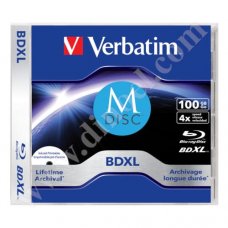 M-Disc, BD-R, Verbatim, Lifetime Archival, Inkjet Printable, XL, 100GB, 4X, Jewel case