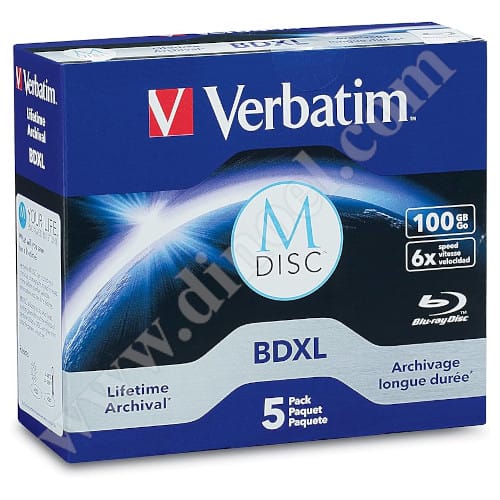 M-Disc, BD-R, Verbatim, Lifetime Archival, XL, 100GB, 6X, Jewel case, 5бр.