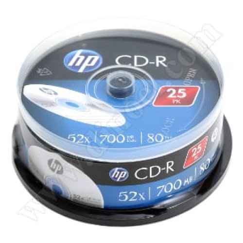 CD-R HP, Hewlett-Packard, 700MB, 52X, Cake box  25бр.