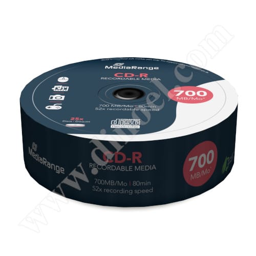 CD-R MediaRange, 700MB, 52X, целофан  25бр.