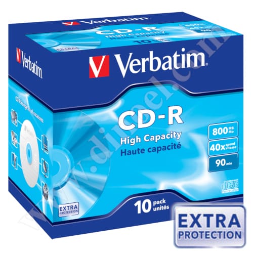 CD-R Verbatim, High Capacity, 800MB, 90min, 40X, Jewel case 10бр.
