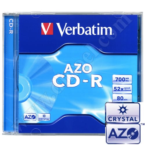 CD-R Verbatim, AZO, Crystal, 700MB, 52X, Jewel case, опак. 10бр. 