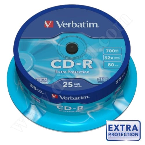 CD-R Verbatim, Extra Protection, 700MB, 52X, Cake box  25бр.