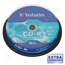 CD-R Verbatim, Extra Protection, 700MB, 52X, Cake box  10бр.