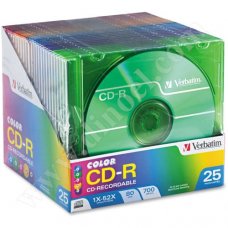 CD-R Verbatim, Color Surface, 700MB, 52X, Slim case, опак. 25бр.