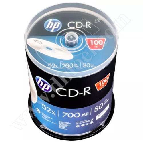 CD-R HP, Hewlett-Packard, 700MB, 52X, Cake box 100бр.