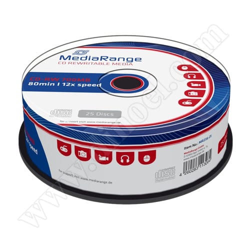CD-RW MediaRange, 700MB, 12X, Cake box 25бр.