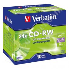 CD-RW Verbatim, SERL, 700MB, 16-24X, Ultra speed, Jewel case 10бр.