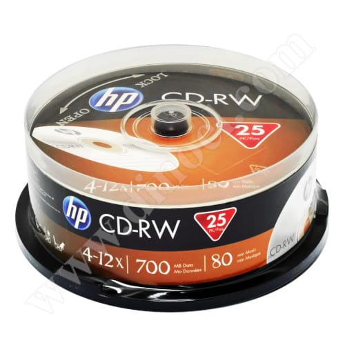 CD-RW HP, Hewlett-Packard, 700MB, 12X, Cake box 25бр.