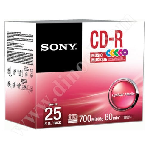 CD-R Sony, Music, ColorMIX, 80min, Slim case 25бр.