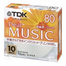 CD-R TDK, Music, Dear Music, Pearl white, 80min, Slim case 10бр.