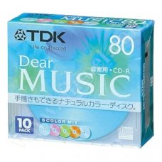 CD-R TDK, Music, Dear Music, ColorMIX, 80min, Slim case 10бр.