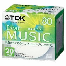 CD-R TDK, Music, Dear Music, White discs, 80min, Slim case 20бр.