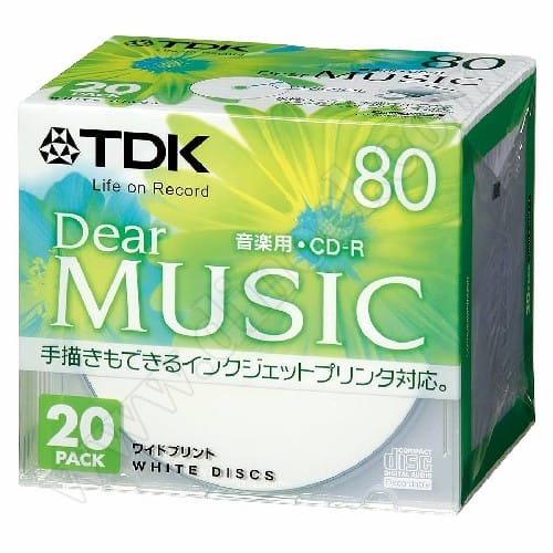 CD-R TDK, Music, Dear Music, White discs, 80min, Slim case 20бр.