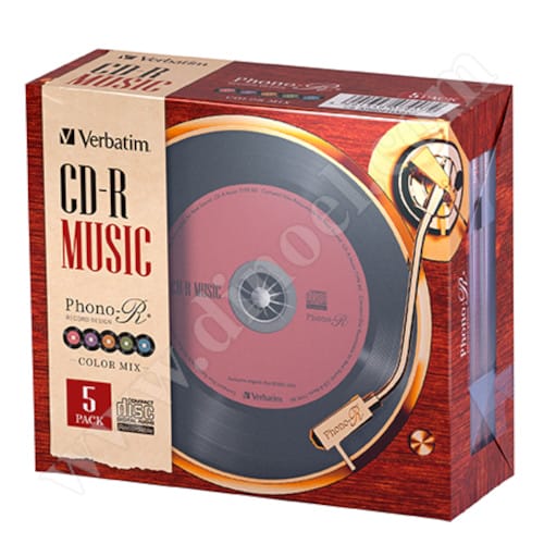 CD-R Verbatim, AZO, Music, Phono-R, 80min, Jewel case  5бр.
