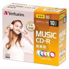 CD-R Verbatim, AZO, Music, ColorMIX, 80min, Slim case 10бр.