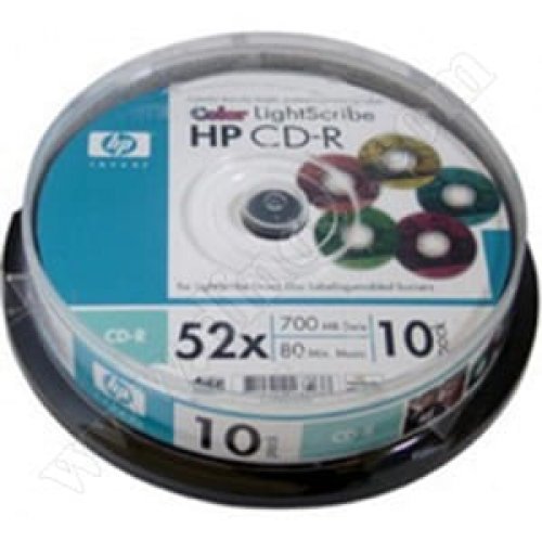 CD-R HP, Hewlett-Packard, LightScribe, Color, 700MB, 52X, Cake box 10бр.