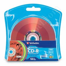CD-R Verbatim, Color, LightScribe, 700MB, 52X, блистер 10бр.