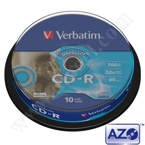 CD-R Verbatim, AZO, LightScribe, 700MB, 52X, Cake box 10бр.