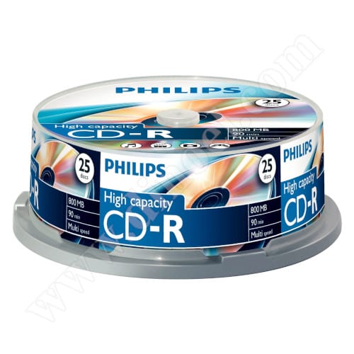 CD-R Philips, High Capacity, 800MB, 90min, 48X, Cake box 25бр.