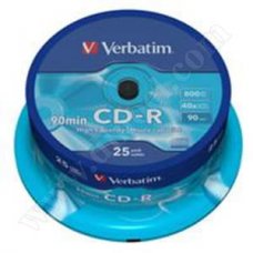 CD-R Verbatim, High Capacity, 800MB, 90min, 48X, Cake box 25бр.