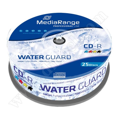 CD-R MediaRange, Professional, Inkjet Printable, High Photo Glossy, Waterguard, 700MB, 52X, Cake box 25бр.