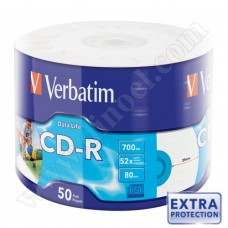 CD-R Verbatim, Inkjet Printable, Extra Protection, 700MB, 52X, целофан 50бр.