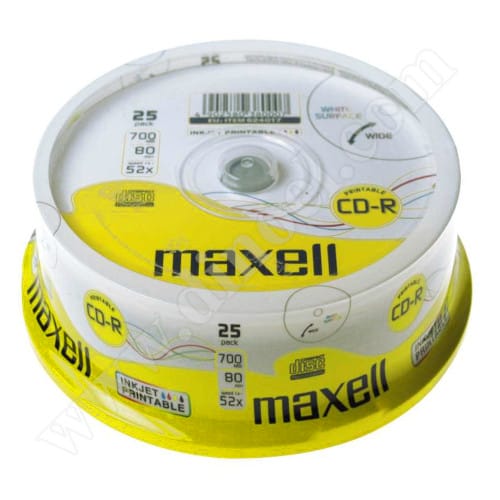 CD-R Maxell, Inkjet Printable, 700MB, 52X, Cake box 25бр.