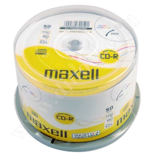 CD-R Maxell, Inkjet Printable, 700MB, 52X, Cake box 50бр.