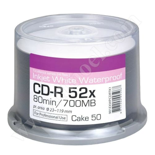 CD-R Ritek, Professional, Waterproof, Inkjet Printable, 700MB, 52X, Cake box 50бр.