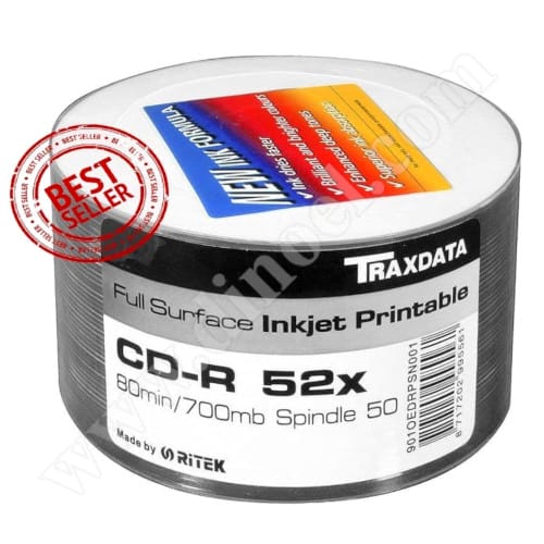 CD-R Traxdata, Inkjet Printable, 700MB, 52X, целофан 50бр.