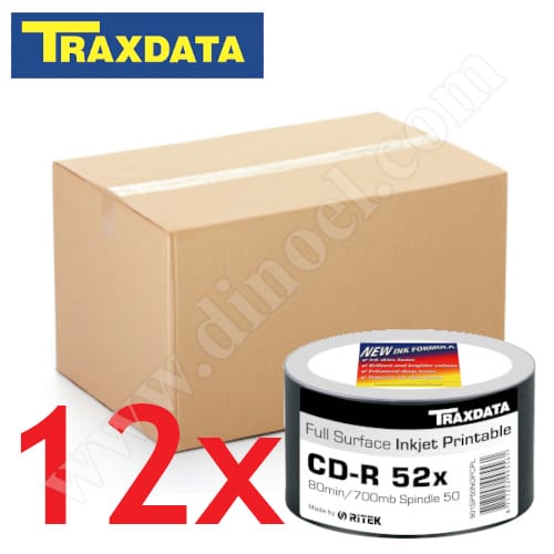 CD-R Traxdata, Inkjet Printable, 700MB, 52X, целофан 50бр.x12