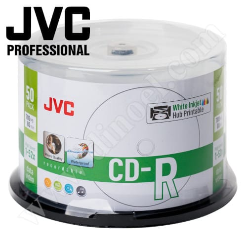 CD-R JVC, Professional, Inkjet Printable, Photo Glossy, Waterproof, 700MB, 52X, Cake box 50бр.