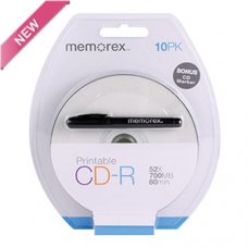 CD-R Memorex, Inkjet Printable, 700MB, 52X, блистер 10бр. + маркер CD-R Memorex, Inkjet Printable, 700MB, 52X, блистер 10бр. + маркер