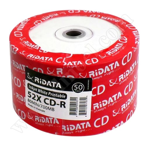 CD-R RiDATA, Inkjet Printable, 700MB, 52X, целофан 50бр.