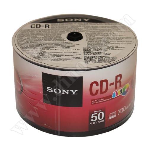 CD-R Sony, Optical media, Inkjet Printable, 700MB, 52X, целофан 50бр.