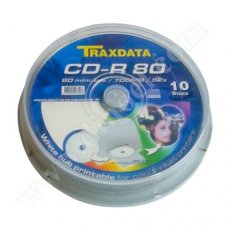 CD-R Traxdata, Inkjet Printable, 700MB, 52X, Cake box 10бр.