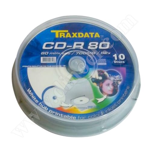 CD-R Traxdata, Inkjet Printable, 700MB, 52X, Cake box 10бр.