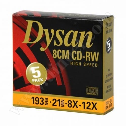 Mini CD-RW Dysan, High spead, 193MB, 8-12X, Slim case 5бр.